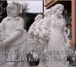 Set statuete băiat și fată, alb marmorat, model S4